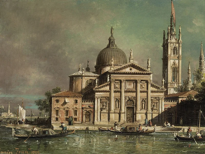 1824-Francesco Zanin - Veduta immaginaria di San Giorgio Maggiore a Venezia, 1869